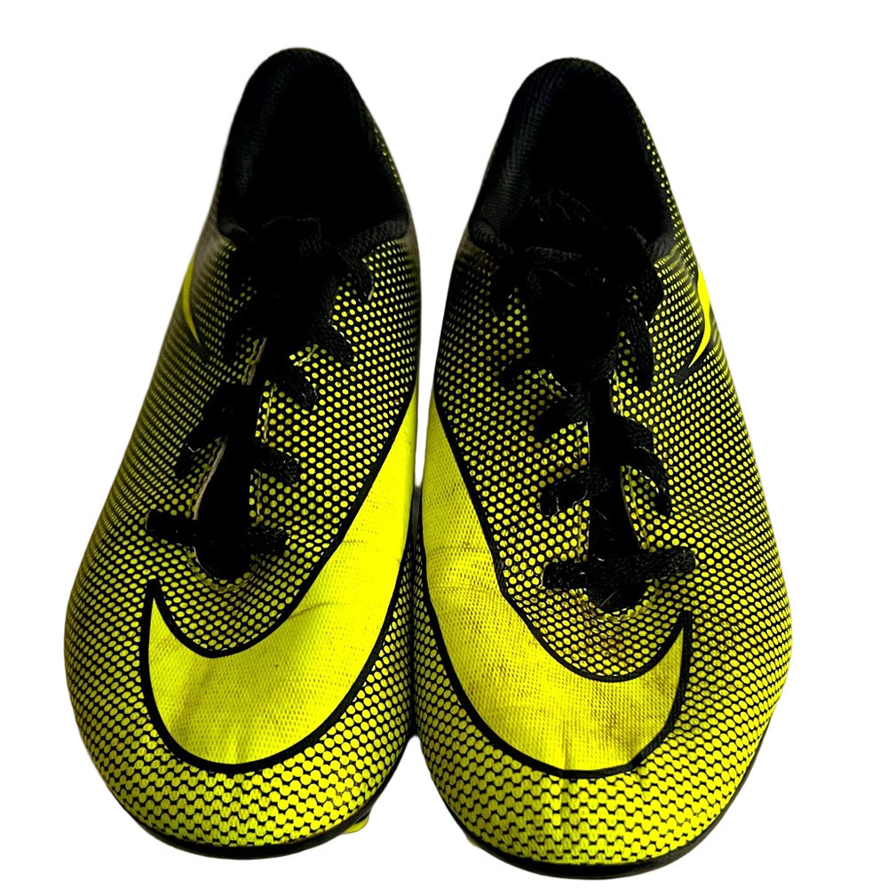 Nike Black and Neon Yellow Soccer Cleats, Size 4Y